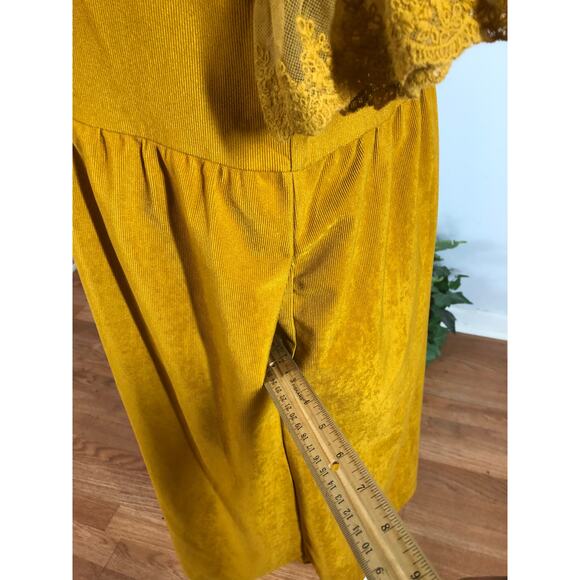 Roolee Dress Women Large Yellow Lace Sleeve Midi Modest Boho Casual Lined - Picture 10 of 12